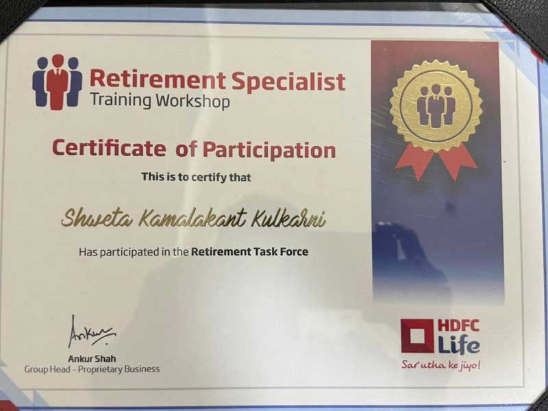 Received Certification for participating the Retirement Workshop 2024